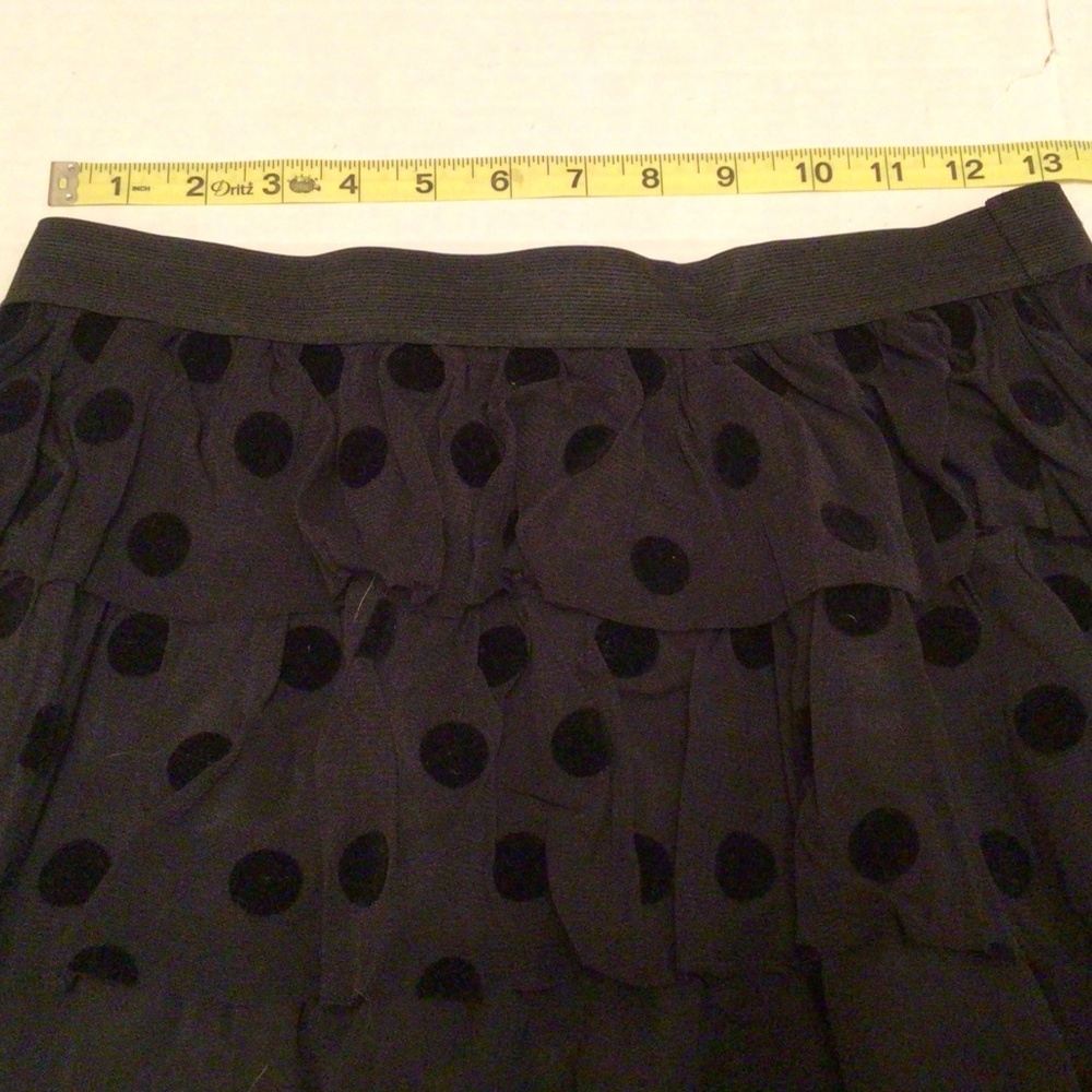 NWT Frenchi Clip Dot Ruffle Black Mini Skirt Size M - Picture 3 of 7